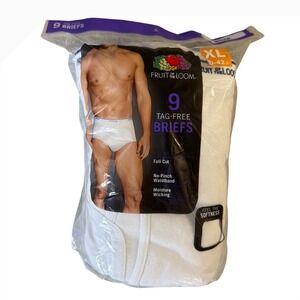 Fruit of the Loom Mens 9 Pack Tag-Free Briefs White Full Cut XL 40-42 SV8P7TG